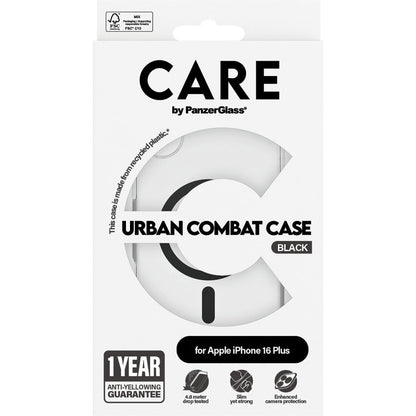 CARE by PanzerGlass Flagship Case Transparent Urban Combat w. Black MagSafe iPhone 16 Plus