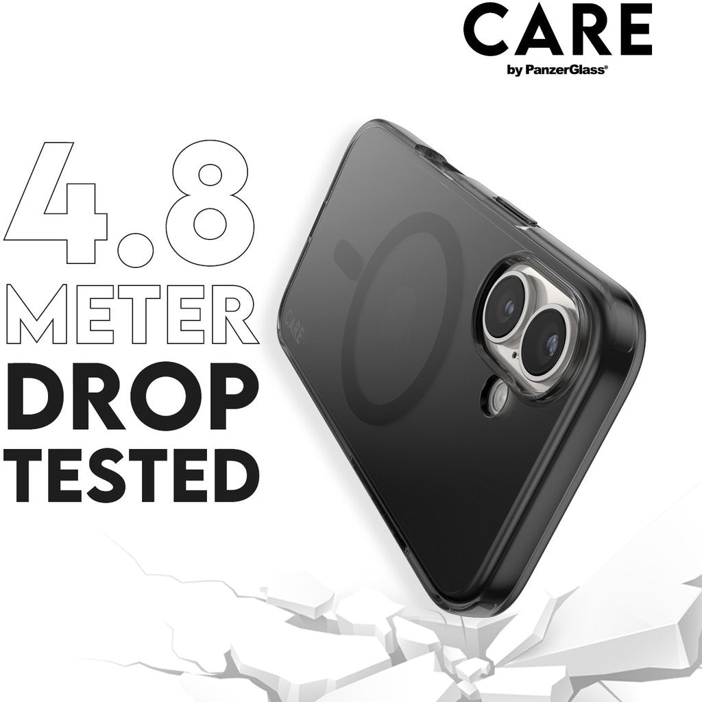 CARE by PanzerGlass Flagship Case Smokey Urban Combat w. Black MagSafe iPhone 16