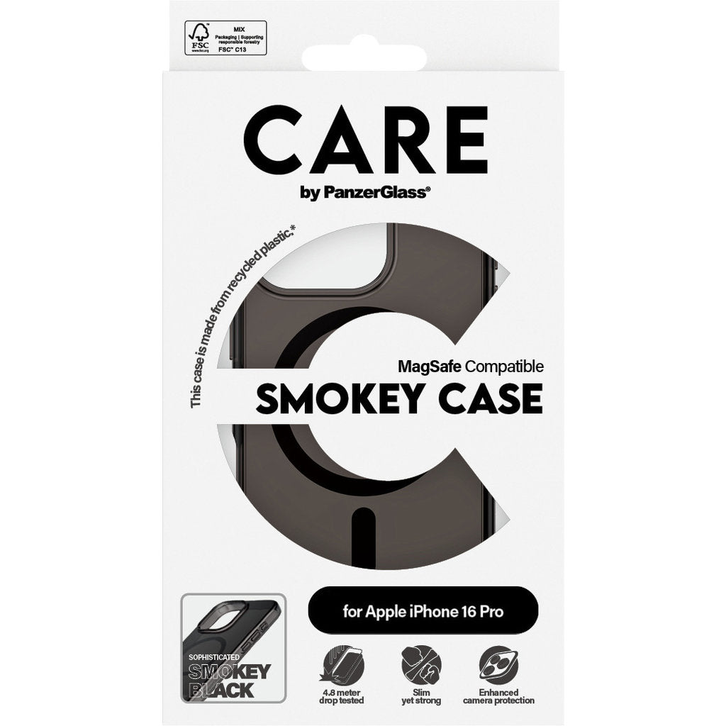 CARE by PanzerGlass Flagship Case Smokey Urban Combat w. Black MagSafe iPhone 16 Pro