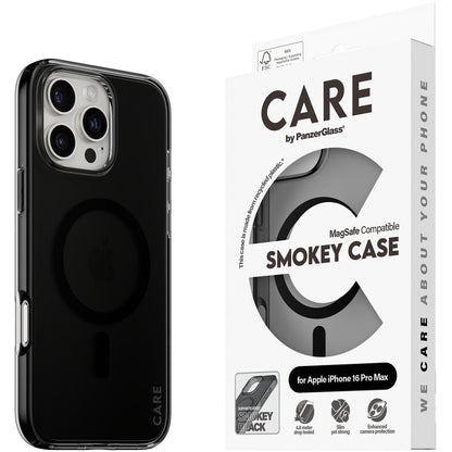 CARE by PanzerGlass Flagship Case Smokey w. Black MagSafe iPhone 16 Pro Max