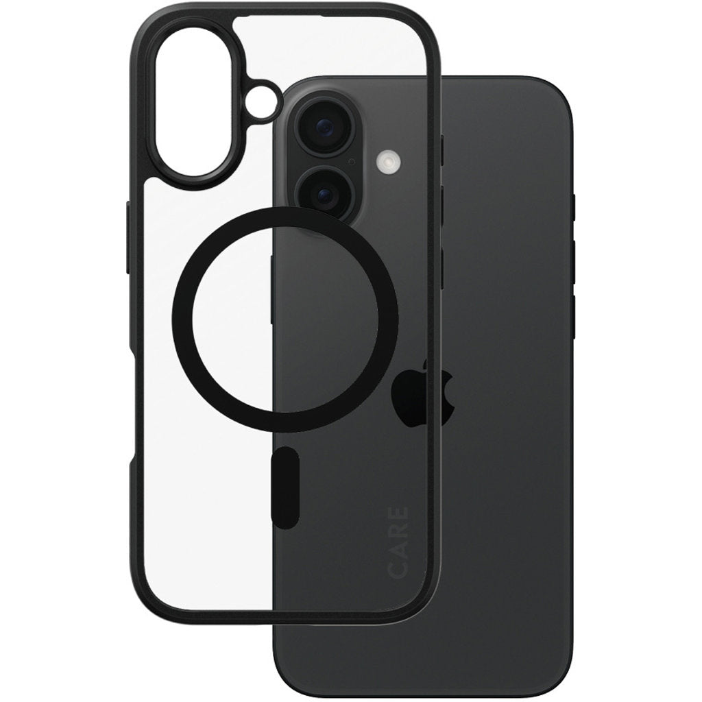 CARE by PanzerGlass Flagship Case Transparent Urban Combat w. Black Frame & MagSafe iPhone 16