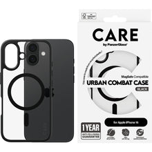 CARE by PanzerGlass Flagship Case Transparent Urban Combat w. Black Frame & MagSafe iPhone 16