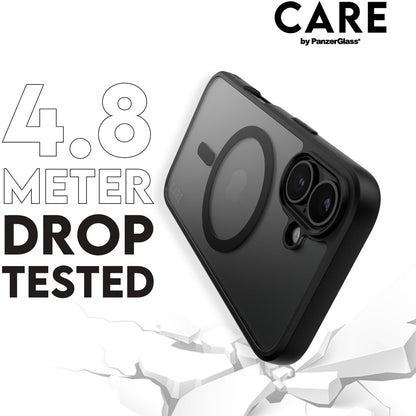 CARE by PanzerGlass Flagship Case Transparent Urban Combat w. Black Frame & MagSafe iPhone 16