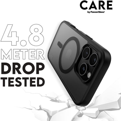 CARE by PanzerGlass Flagship Case Transparent Urban Combat w. Black Frame & MagSafe iPhone 16 Pro