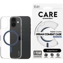 CARE by PanzerGlass Flagship Case Transparent Urban Combat w. Blue MagSafe iPhone 16
