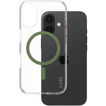 CARE by PanzerGlass Flagship Case Transparent Urban Combat w. Green MagSafe iPhone 16