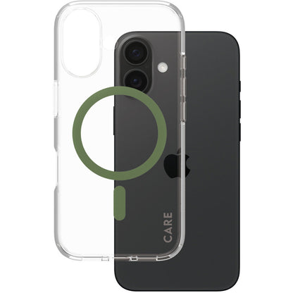 CARE by PanzerGlass Flagship Case Transparent Urban Combat w. Green MagSafe iPhone 16