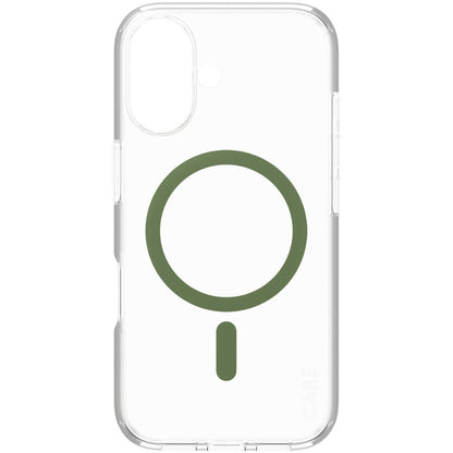 CARE by PanzerGlass Flagship Case Transparent Urban Combat w. Green MagSafe iPhone 16