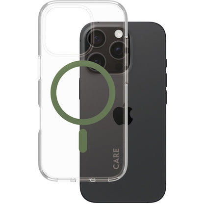 CARE by PanzerGlass Flagship Case Transparent Urban Combat w. Green MagSafe iPhone 16 Pro