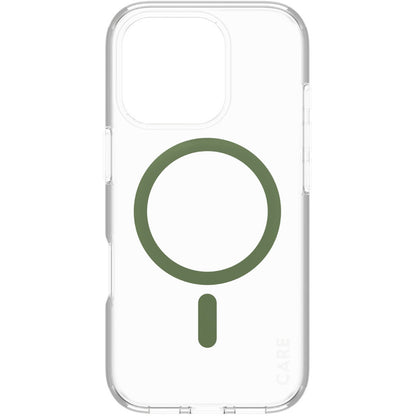 CARE by PanzerGlass Flagship Case Transparent Urban Combat w. Green MagSafe iPhone 16 Pro