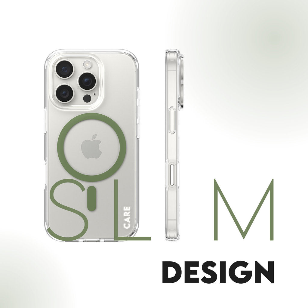 CARE by PanzerGlass Flagship Case Transparent Urban Combat w. Green MagSafe iPhone 16 Pro