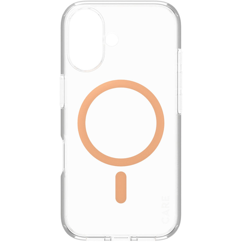 CARE by PanzerGlass Flagship Case Transparent Urban Combat w. Peachy MagSafe iPhone 16