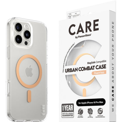 CARE by PanzerGlass Flagship Case Transparent Urban Combat w. Peachy MagSafe iPhone 16 Pro Max