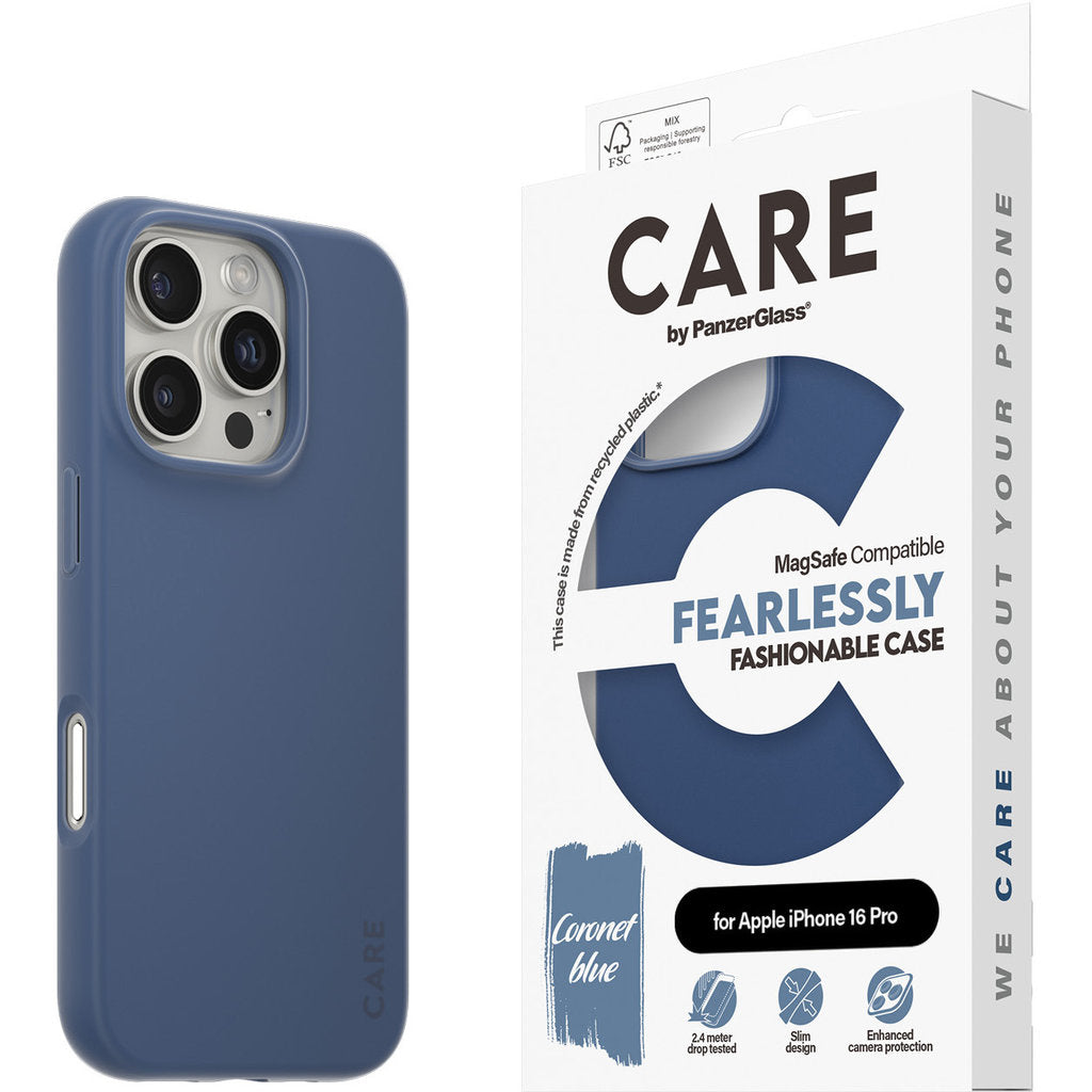 CARE by PanzerGlass Fashionable Case Blue w. MagSafe iPhone 16 Pro
