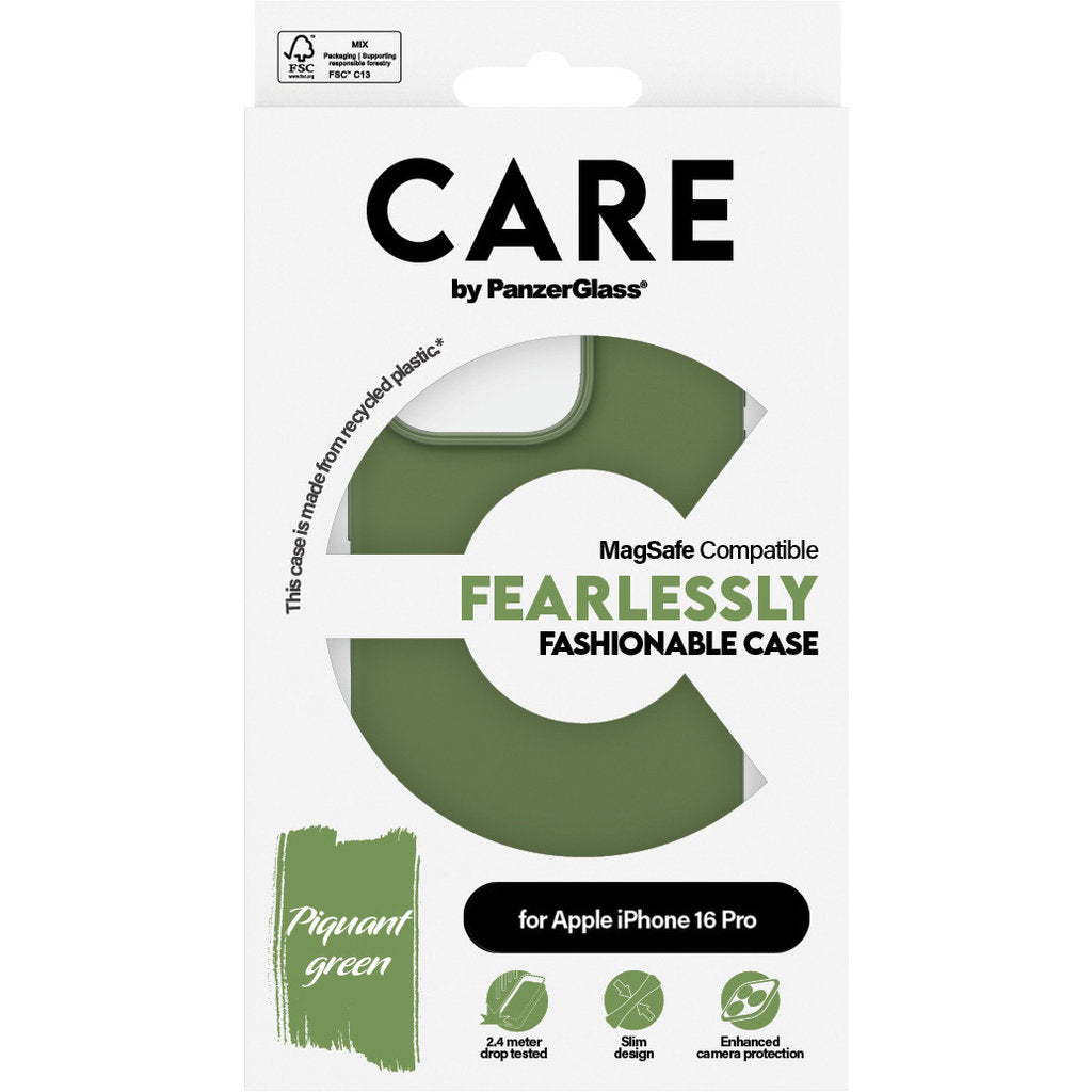 CARE by PanzerGlass Fashionable Case Green w. MagSafe iPhone 16 Pro