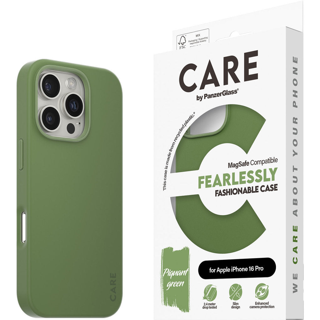 CARE by PanzerGlass Fashionable Case Green w. MagSafe iPhone 16 Pro
