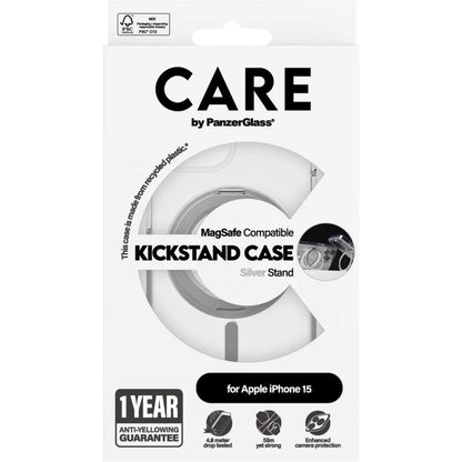 CARE by PanzerGlass Feature Case Transparent w. Silver Kickstand & MagSafe iPhone15