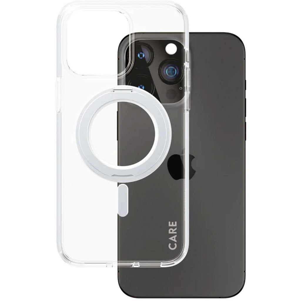 CARE by PanzerGlass Feature Case Transparent w. Silver Kickstand & MagSafe iPhone15 Pro Max