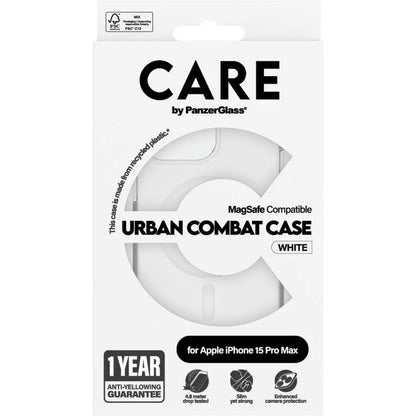 CARE by PanzerGlass Flagship Case Transparent Urban Combat w. White MagSafe iPhone 15 Pro Max