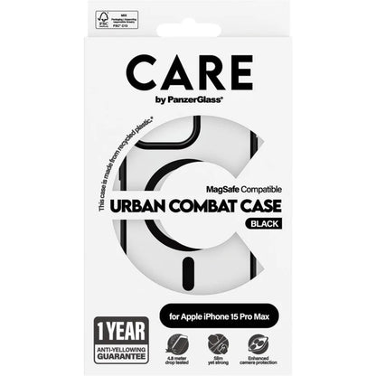 CARE by PanzerGlass Flagship Case Transparent Urban Combat w. Black MagSafe iPhone 15 Pro Max