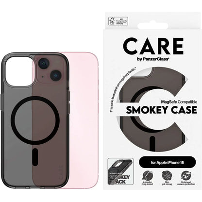 CARE by PanzerGlass Flagship Case Smokey Urban Combat w. Black MagSafe iPhone 15