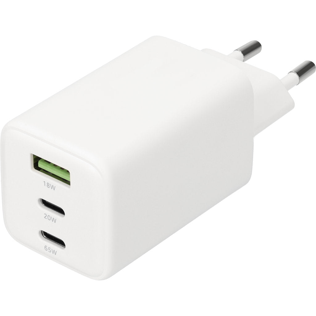 Mobiparts GaN Wall Charger USB-Cx2/USB-A PD 3.0/QC 65W White V2