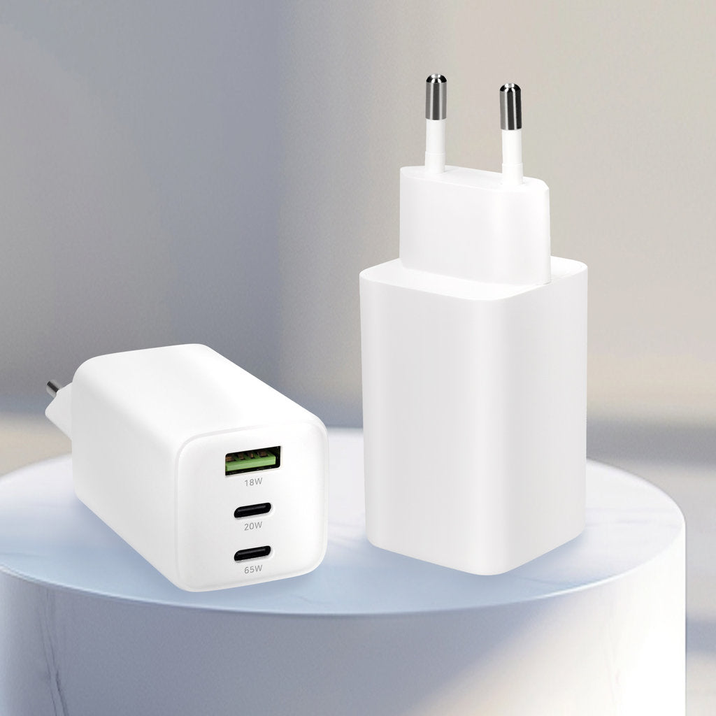 Mobiparts GaN Wall Charger USB-Cx2/USB-A PD 3.0/QC 65W White V2