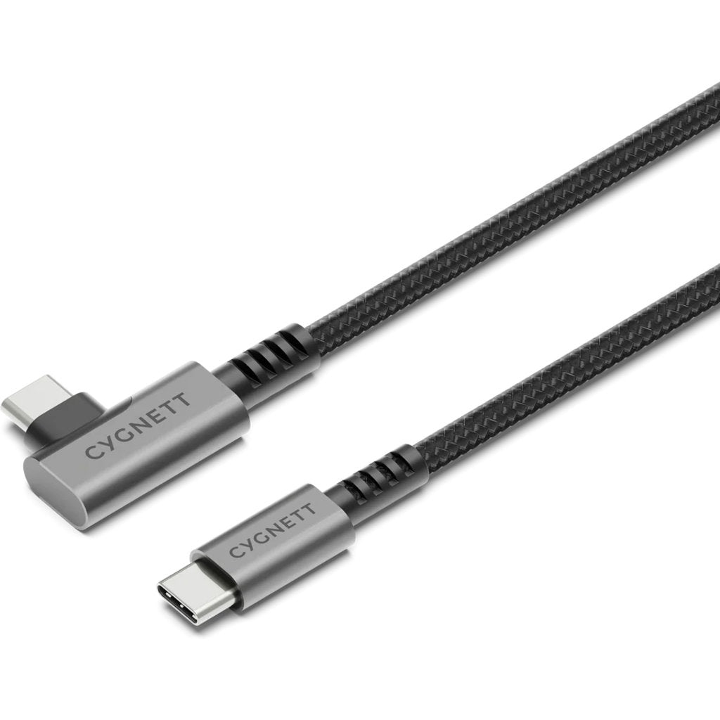 Cygnett Unite Right Angled Braided USB-C to USB-C Cable 1m Black