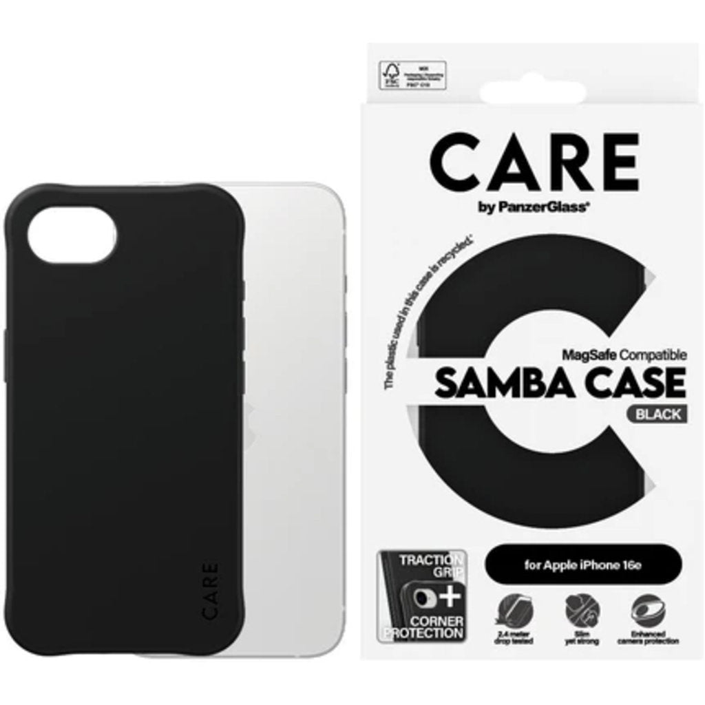 CARE by PanzerGlass Fashionable Case Samba Transparent w. White MagSafe iPhone 16e
