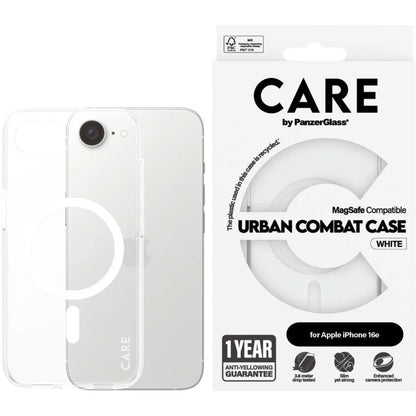 CARE by PanzerGlass Flagship Case Transparent Urban Combat w. White MagSafe iPhone 16e