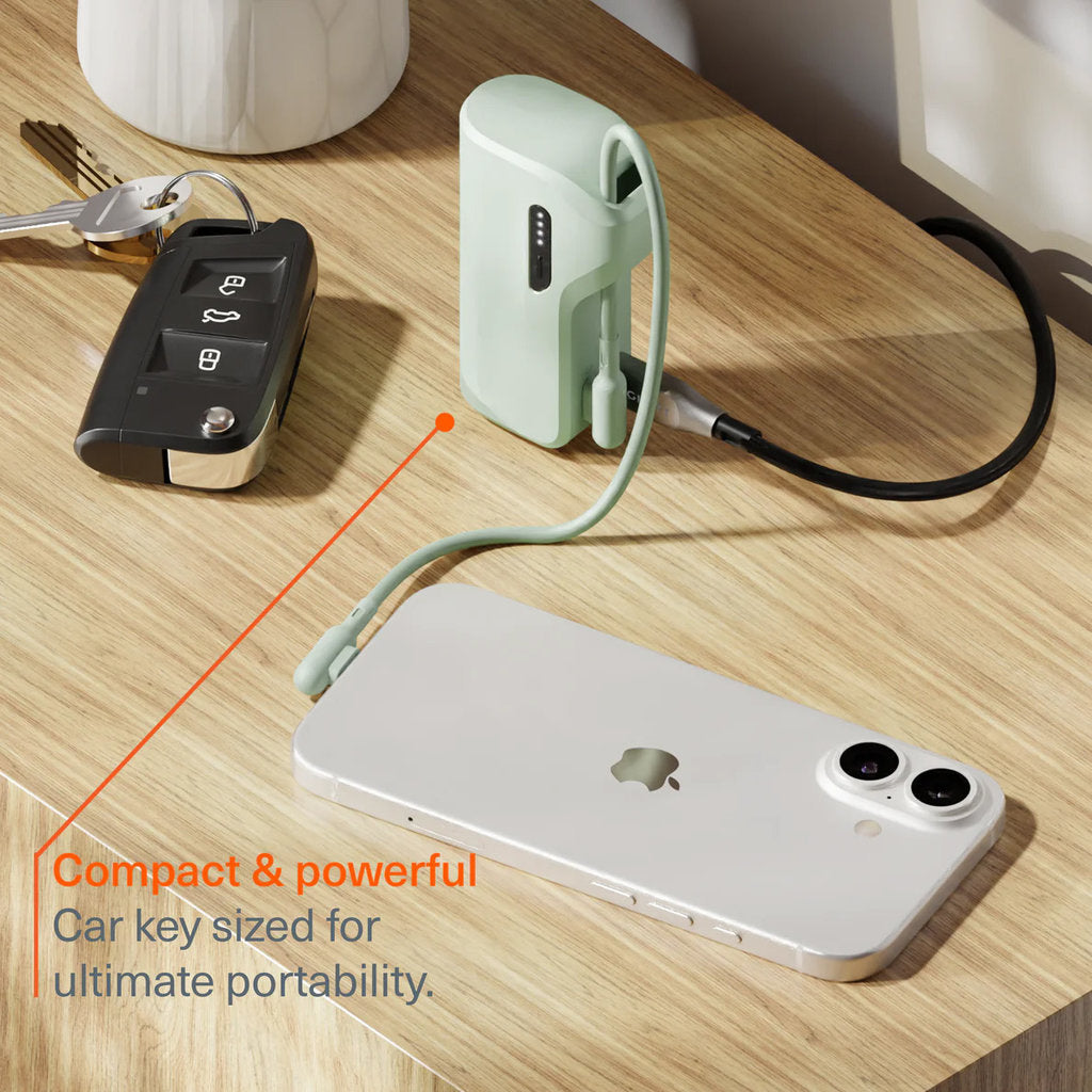 Cygnett Thumboost 5K Powerbank with semi-integrated USB-C Cable Mint