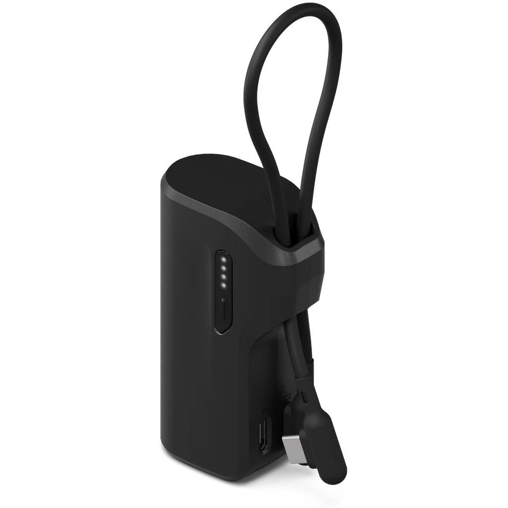 Cygnett Thumboost 5K Powerbank with semi-integrated USB-C Cable Black
