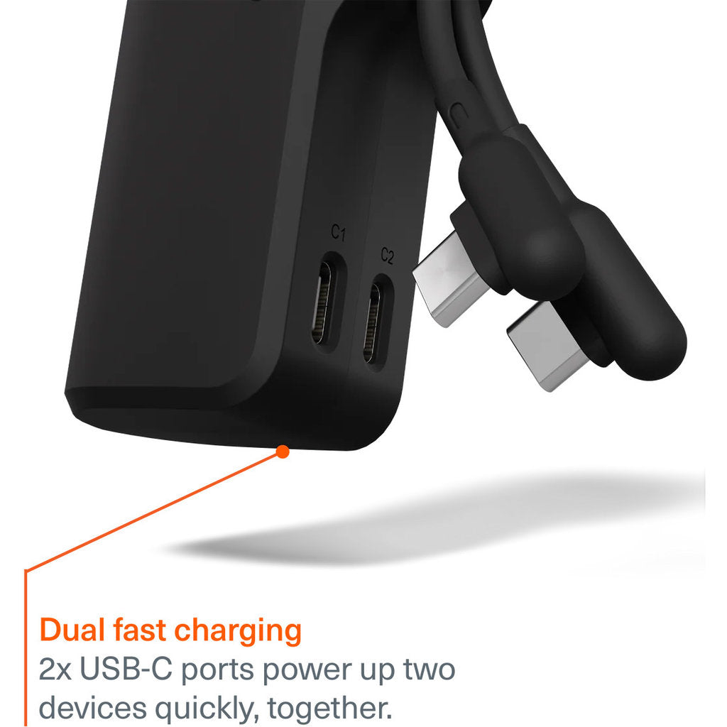 Cygnett Thumboost 5K Powerbank with semi-integrated USB-C Cable Black