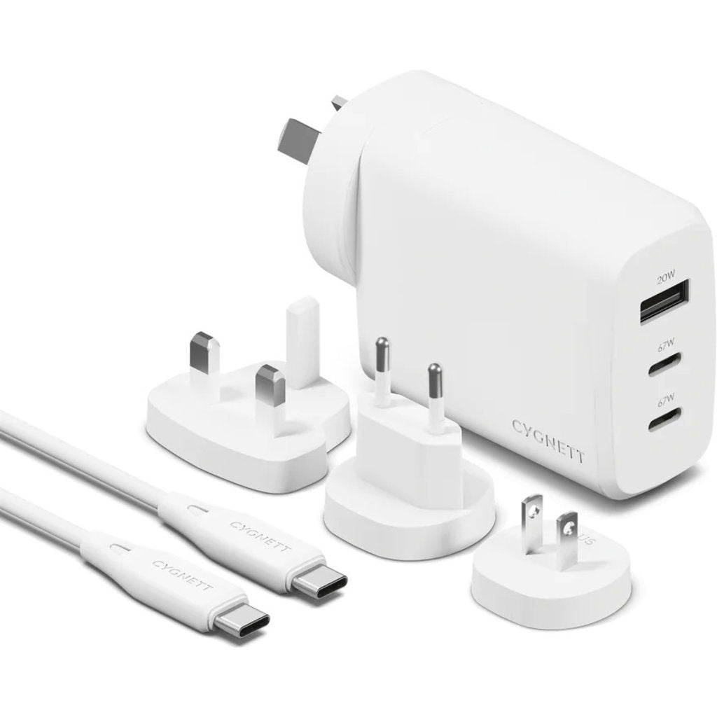 Cygnett Voyager 67W Multiport GaN Travel Wall Charger White