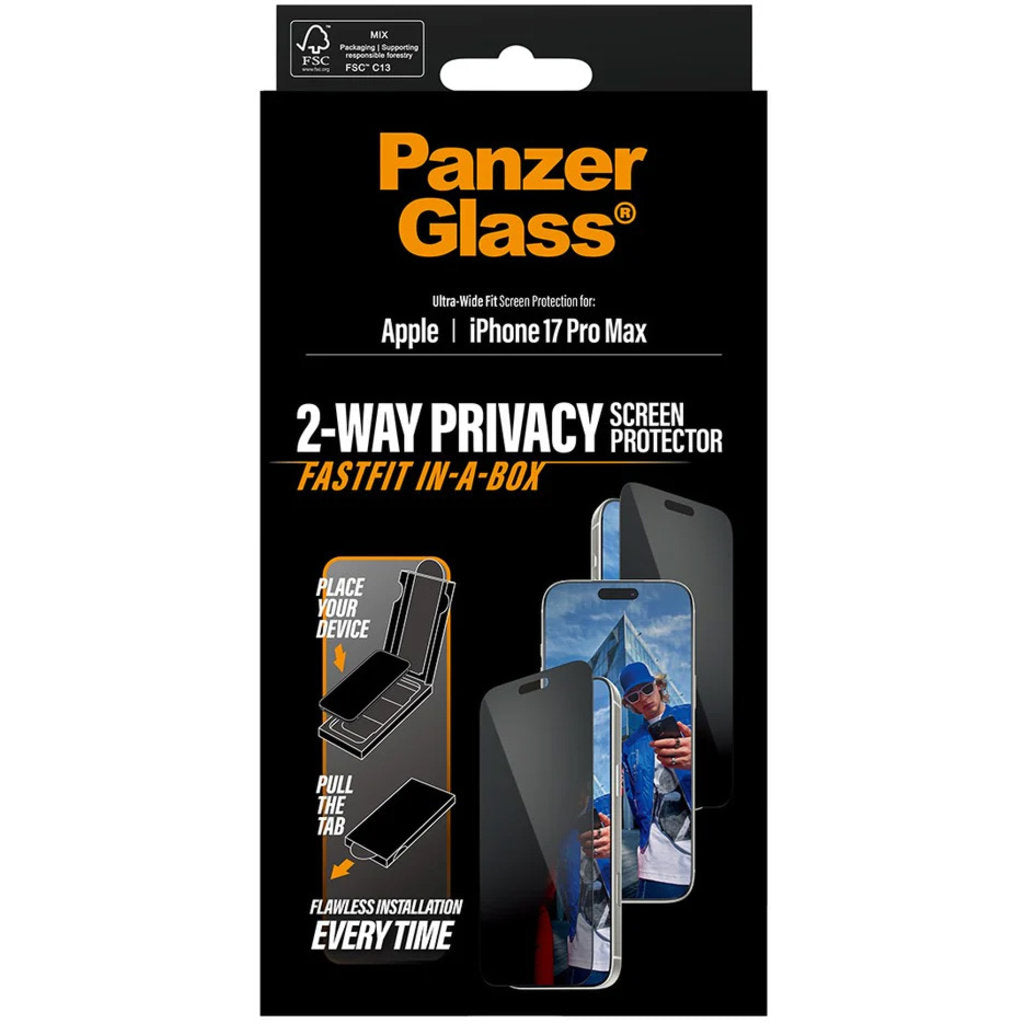 PanzerGlass FastFit Apple iPhone 17 Pro Max - Ultra-Wide-Fit Privacy Glass
