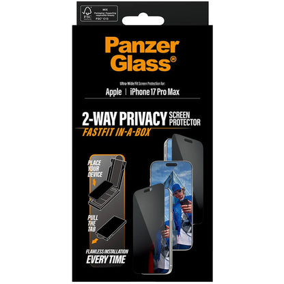 PanzerGlass FastFit Apple iPhone 17 Pro Max - Ultra-Wide-Fit Privacy Glass