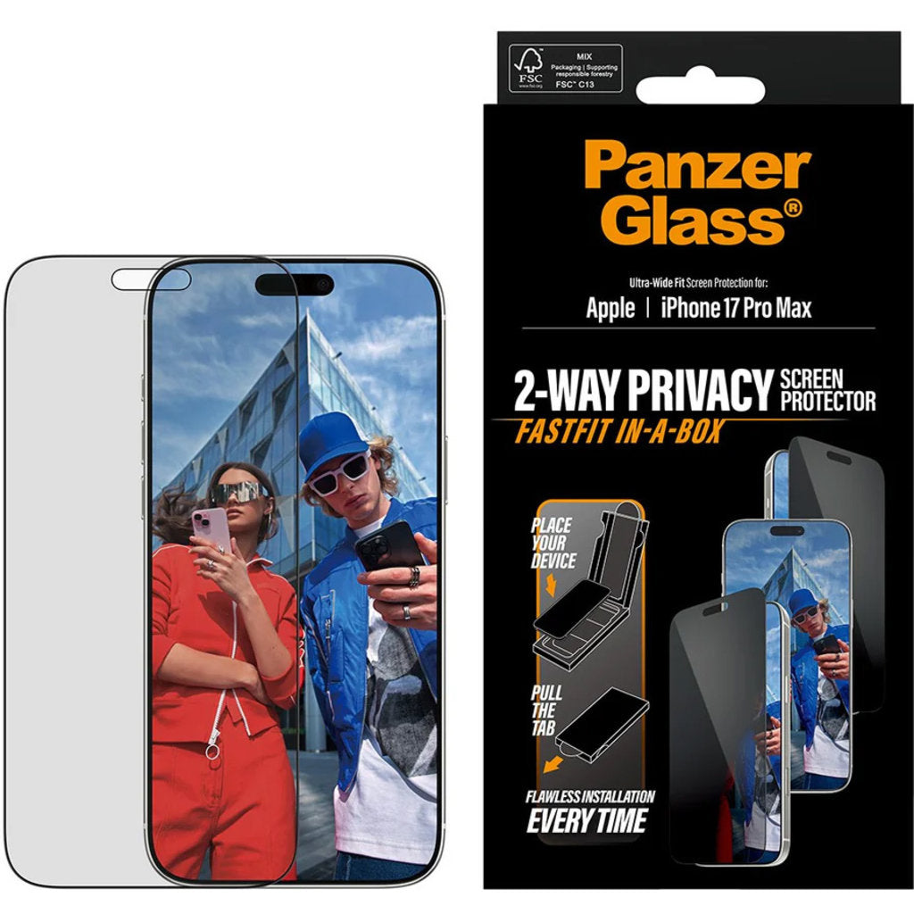 PanzerGlass FastFit Apple iPhone 17 Pro Max - Ultra-Wide-Fit Privacy Glass