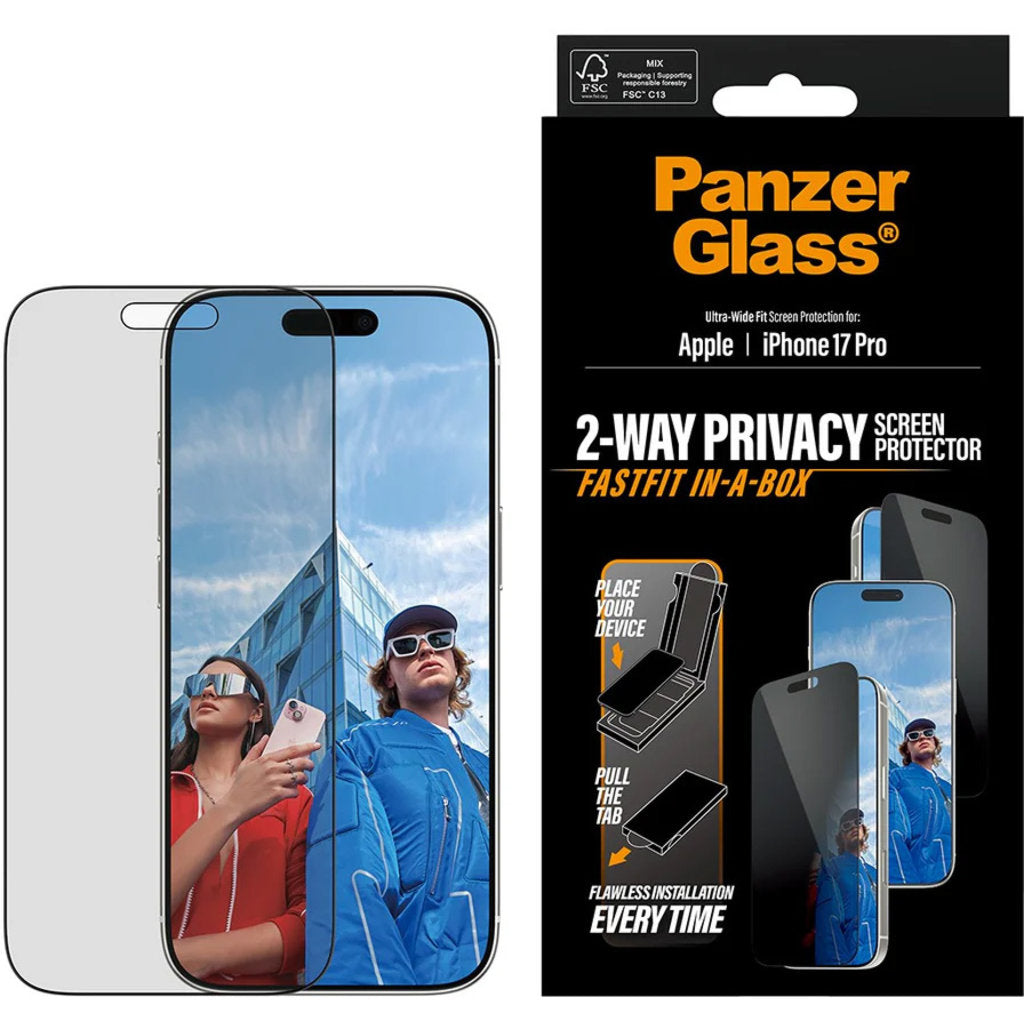 PanzerGlass FastFit Apple iPhone 17 Pro - Ultra-Wide-Fit Privacy Glass