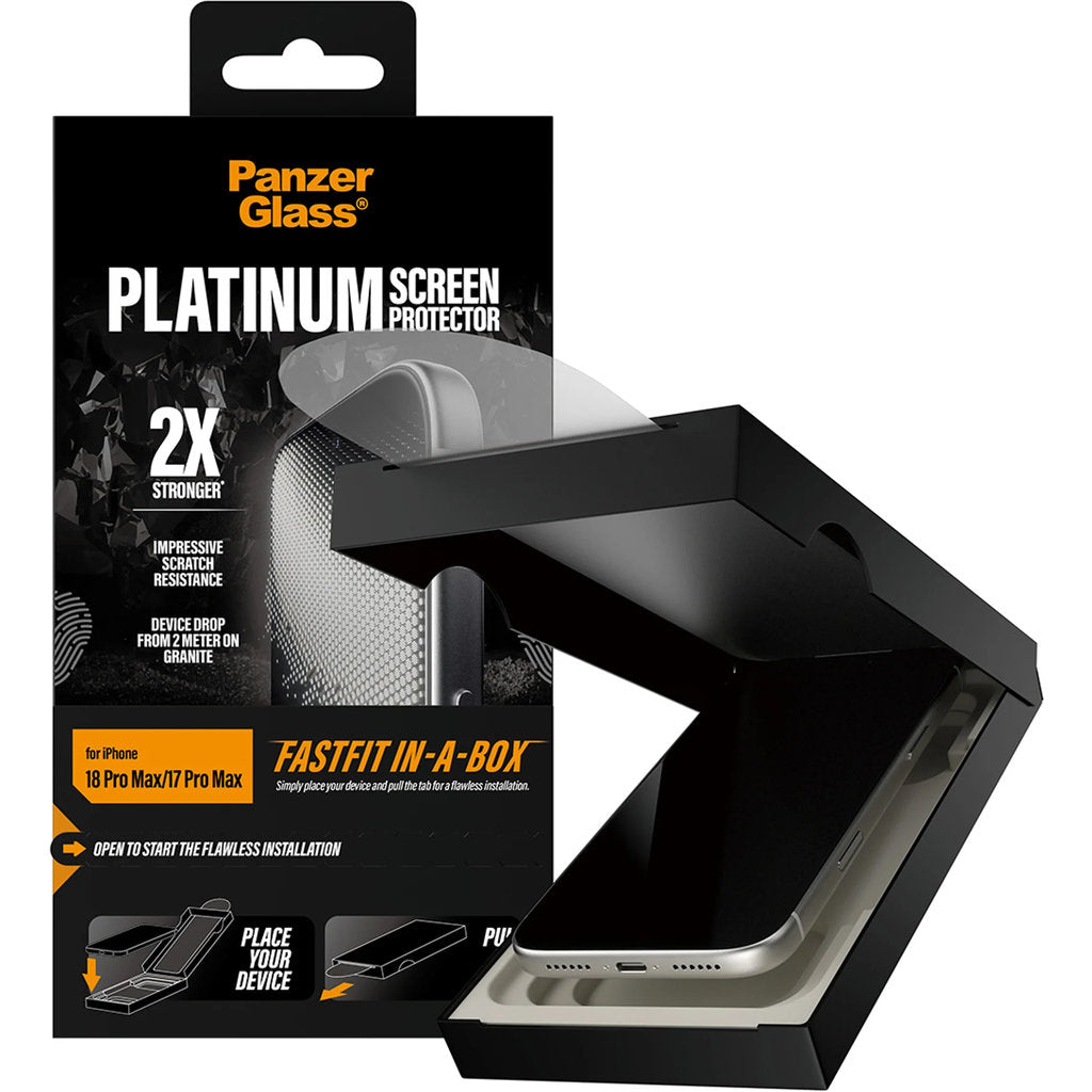PanzerGlass Platinum Screen Protector iPhone 18 Pro Max/17 Pro Max Ultra-Wide Fit w. FASTFIT IN-A-BOX – foto 5