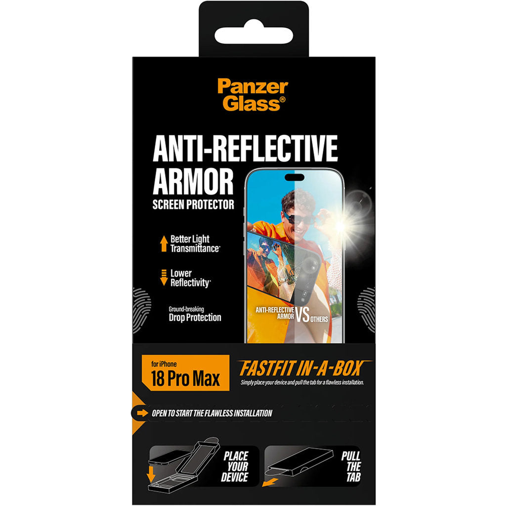 PanzerGlass Anti-reflective Armor Screen Protector iPhone 18 Pro Max | Ultra-Wide Fit w. FASTFIT IN-A-BOX – foto 1