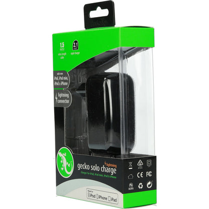 Gecko Travel Charger Apple Lightning 2.1A Black