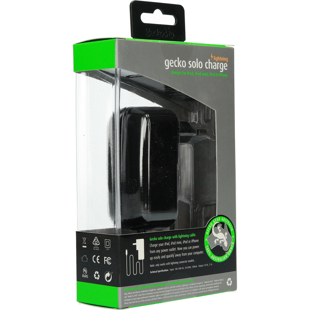 Gecko Travel Charger Apple Lightning 2.1A Black