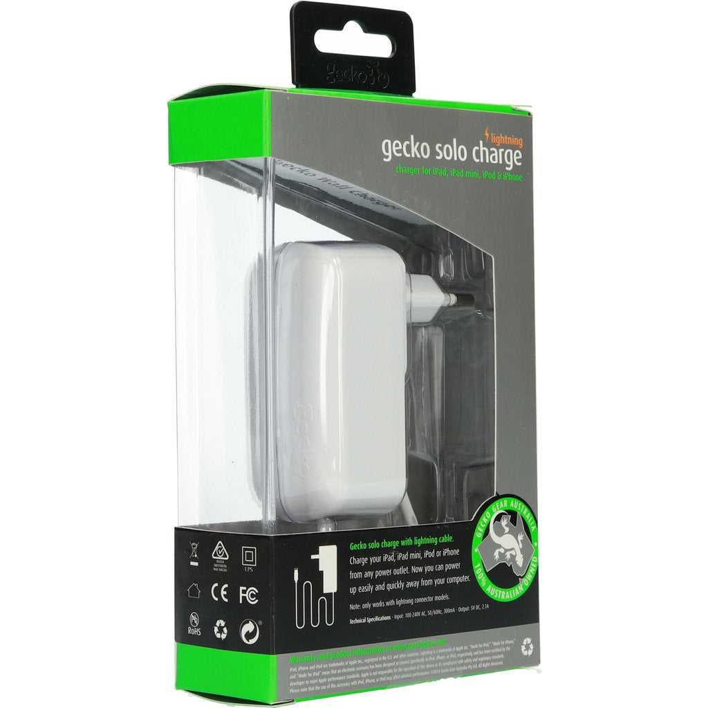Gecko Travel Charger Apple Lightning 2.1A White