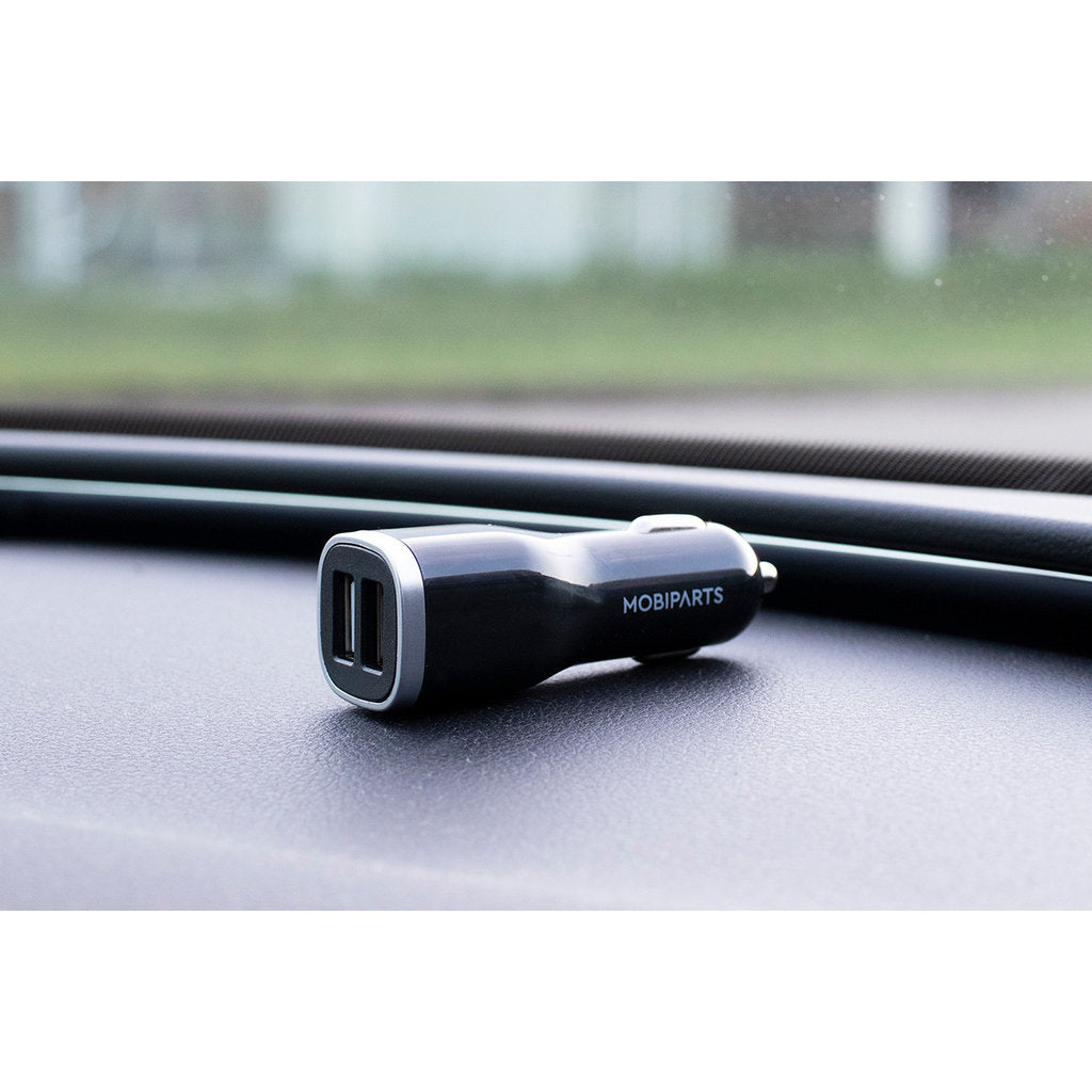Mobiparts Car Charger Dual USB 24W/4.8A + Micro USB Cable Black
