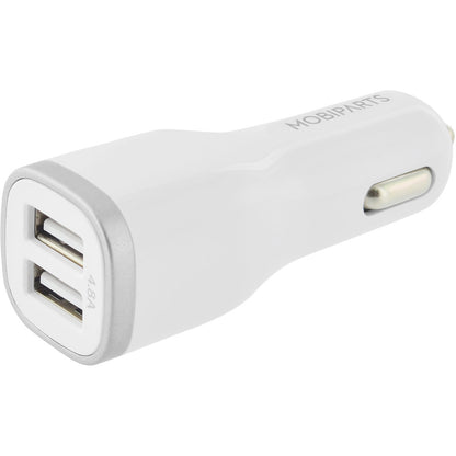 Mobiparts Car Charger Dual USB 24W/4.8A + Micro USB Cable White
