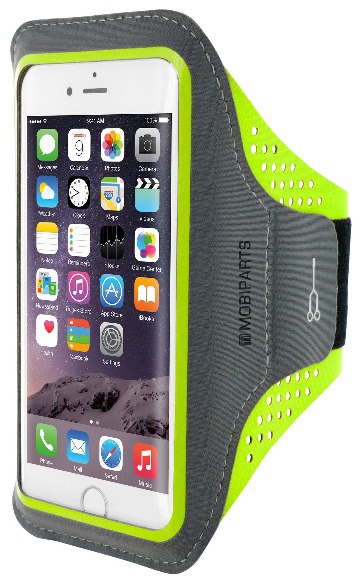 Mobiparts Comfort Fit Sport Armband Apple iPhone 6/6S/7/8/SE (2020/2022) Neon Green
