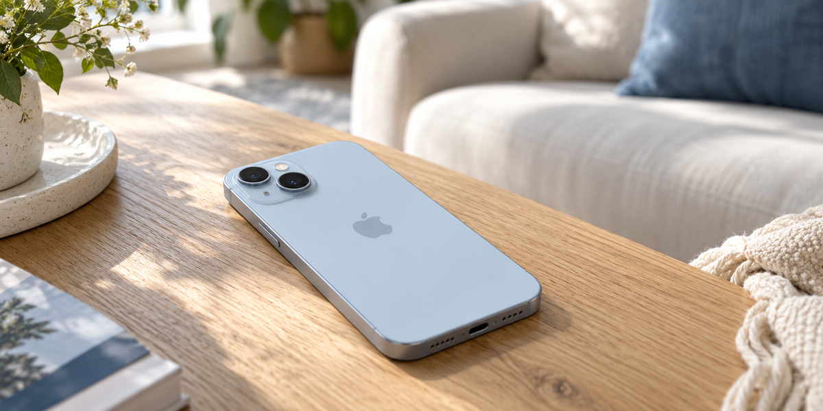 Twee refurbished iPhones in daglicht, waarvan één in een hand