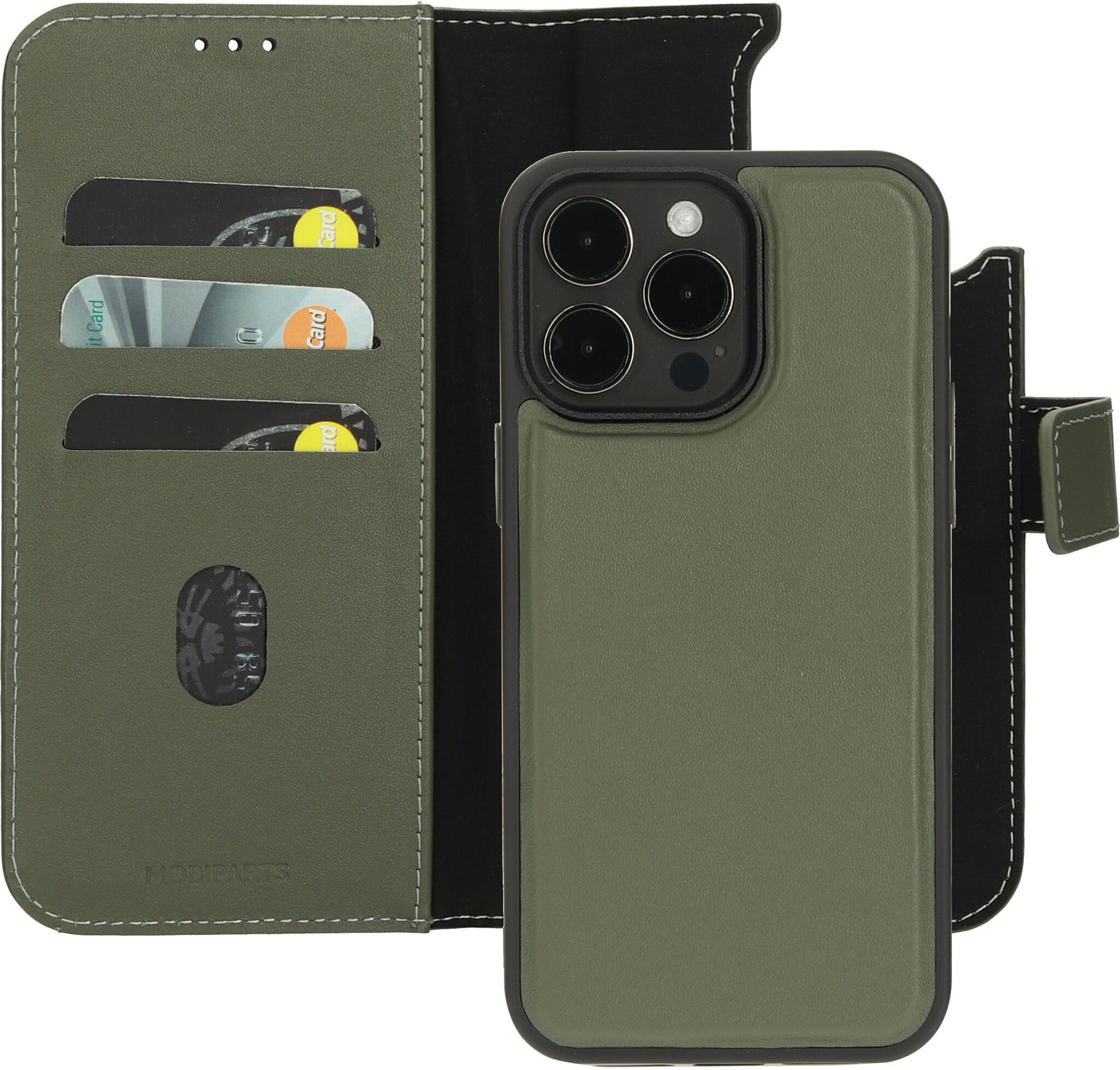 Mobiparts Leather 2 in 1 Wallet Case Apple iPhone 15 Pro Max Green