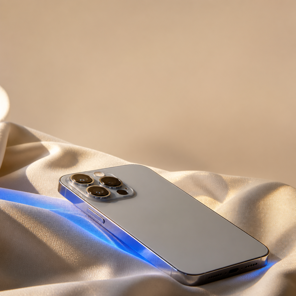 iPhone 15 Pro Natural Titanium - cream backdrop