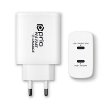Prio 50W Fast Charge Wall Charger 30W PD PPS (USB C) + 20W PD (USB C) wit